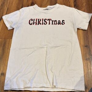 White Christmas T-Shirt with Plaid Letters